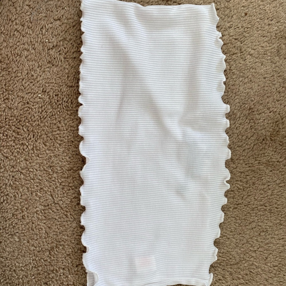 white ribbed ruffle trim bandeau